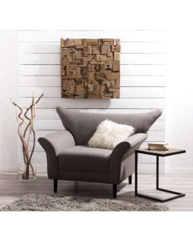 Décoration murale en bois teck 80x80