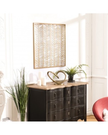 Décoration murale carrée métal doré L80