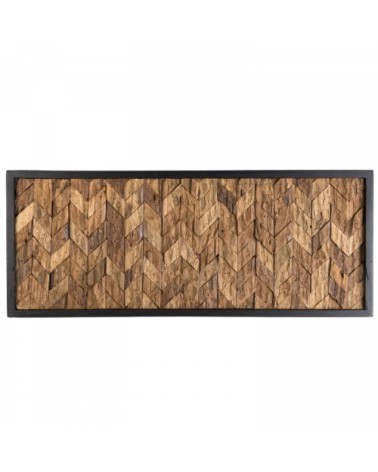 Décoration murale rectangulaire mozaïc zig-zag bois teck nature 40x100