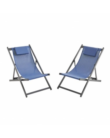 Lot de 2 chiliennes en aluminium bleu nuit