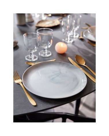 Assiettes plates grises D25cm - Lot de 6