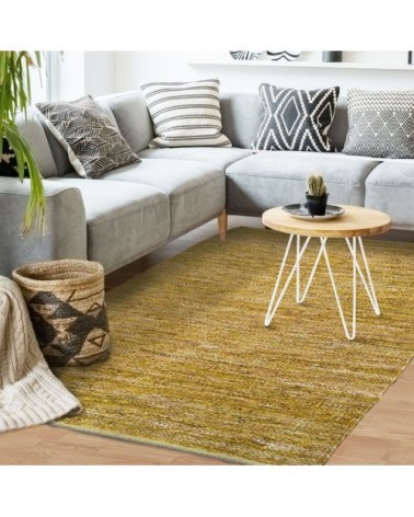 Tapis en cuir tressé jaune 160x230