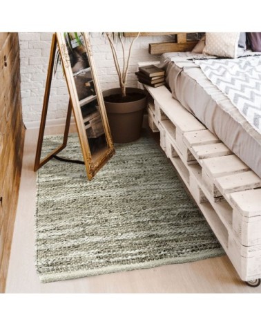 Tapis en cuir tressé beige naturel 120x170