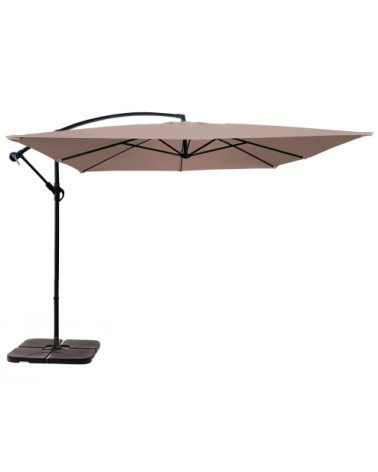 Parasol déporté 3x3m et 4 dalles à remplir acier taupe