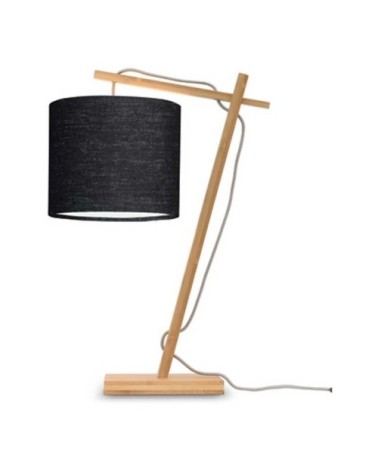 Lampe de table bambou/lin noir H46cm