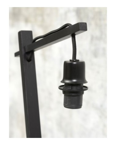 Lampe de table bambou noir/lin H46cm