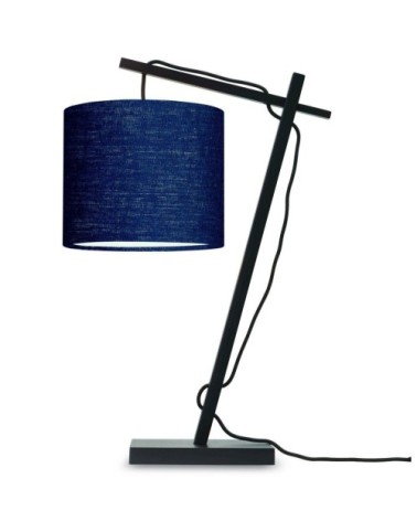 Lampe de table bambou noir/lin H46cm