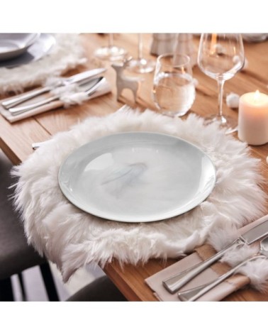 6 assiettes grises effet marbré 25 cm