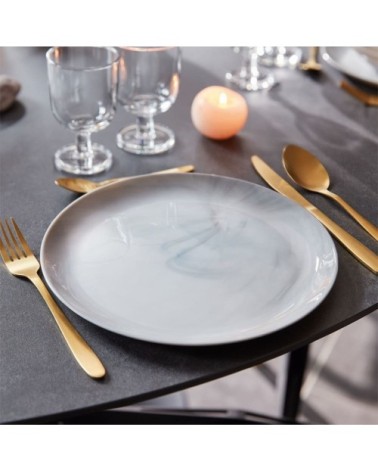 6 assiettes grises effet marbré 25 cm