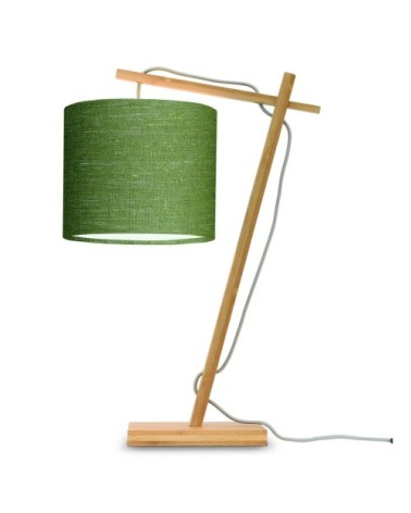 Lampe de table bambou/lin vert H46cm