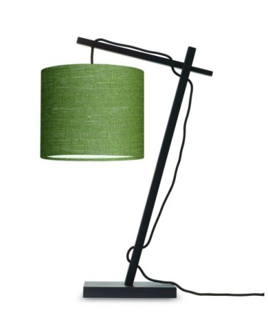 Lampe de table bambou noir/lin H46cm