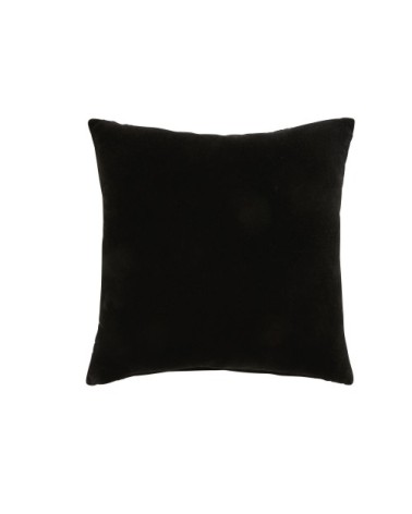 Coussin en velours noir motifs graphiques dorés imprimés 45x45