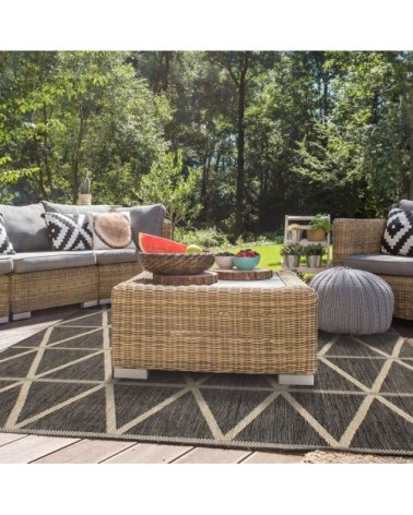 Tapis pour intérieur-extérieur géo gris foncé 120x170