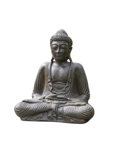 Statuette Bouddha assis position offrande brun H42 cm
