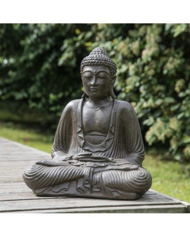 Statuette Bouddha assis position offrande brun H42 cm