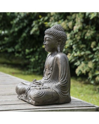 Statuette Bouddha assis position offrande brun H42 cm