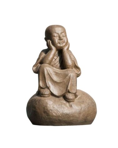 Statue moine Shaolin pensif brun H80 cm