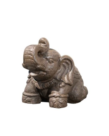 Statuette Eléphant assis brun H30cm