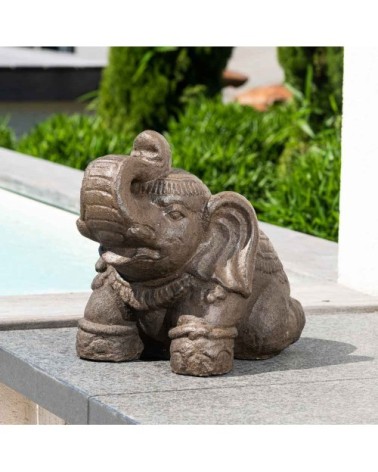 Statuette Eléphant assis brun H30cm