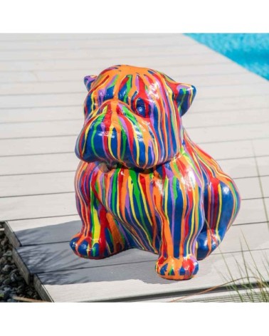 Statuette Bouledogue multicolore H40cm