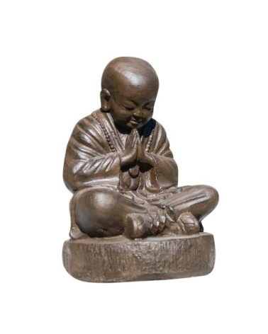 Statue moine shaolin brun antique H40cm