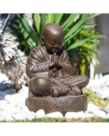 Statue moine shaolin brun antique H40cm