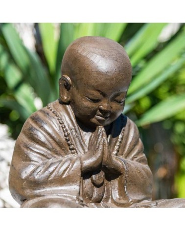 Statue moine shaolin brun antique H40cm