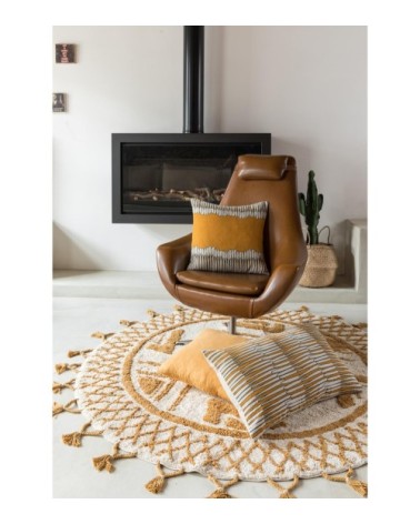 Coussin Zeff  en lin ocre 45 x 45