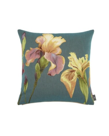 Housse de coussin tapisserie giverny iris made in france bleu
