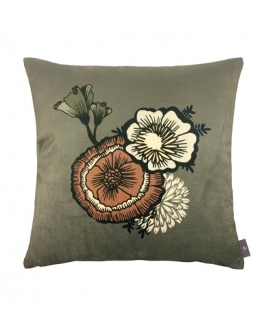 Housse de coussin imprimé les oiseaux made in france vert 47x47