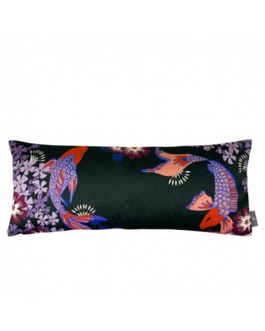 Housse de coussin imprimé les poissons koï made in france violet