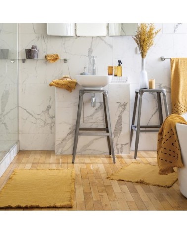 Tapis de bain uni en coton bronze 54 x 110 cm