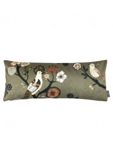 Housse de coussin imprimé les oiseaux made in france vert