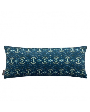Housse de coussin imprimé les poissons koï made in france bleu