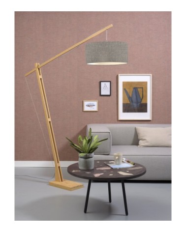 Lampadaire bambou/lin gris H207cm