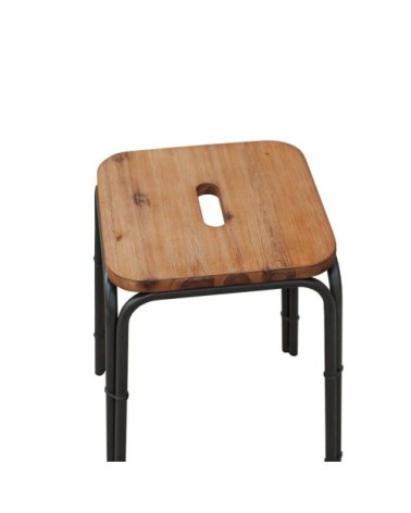 Lot 2 tabourets bois et métal style loft