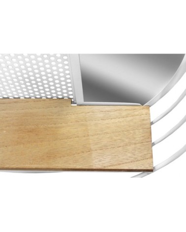 Etagère murale ronde en métal blanc avec miroir et tablette