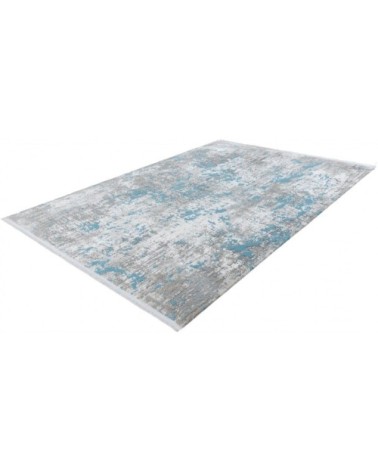 Tapis rayé vintage en acrylique bleu 200x290