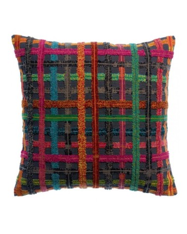 Coussin brodé en coton multico 45 x 45 cm