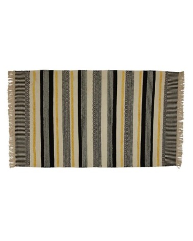 Tapis laine et viscose noir/jaune 170 x 120 cm