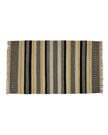 Tapis laine et viscose noir/jaune 170 x 120 cm