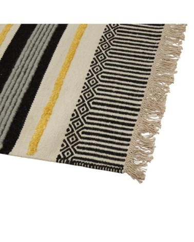 Tapis laine et viscose noir/jaune 170 x 120 cm