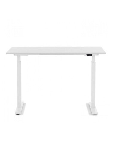 Bureau réglable assis-debout blanc et acier blanc L160