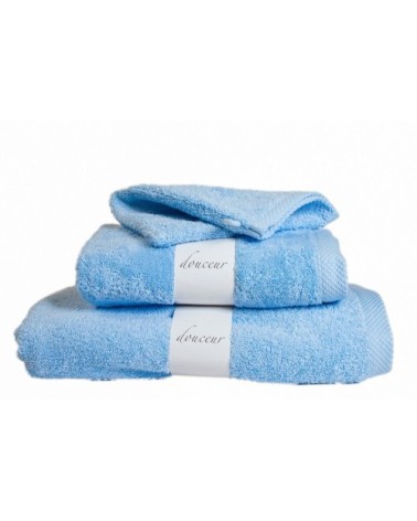 Lot de 3 gants de toilette eponge en coton bleu ciel