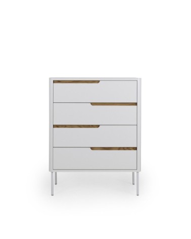 Commode en bois 4 tiroirs L80cm blanc