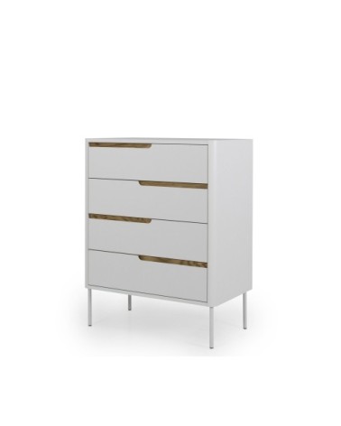 Commode en bois 4 tiroirs L80cm blanc