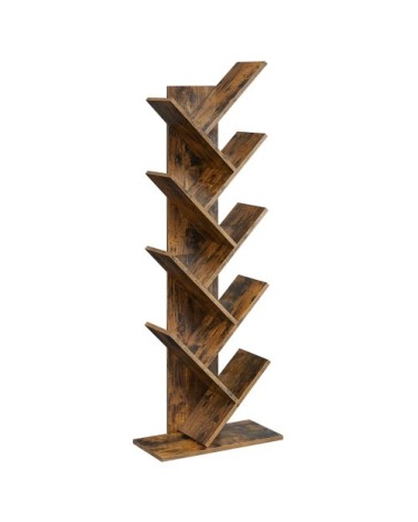 Bibliothèque 9 niveaux forme d'arbre effet bois marron rustique
