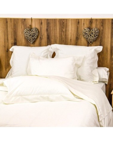 Housse de couette 200 fils en percale de coton ivoire 240x260 cm