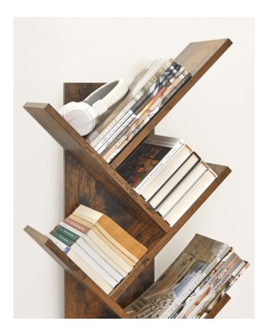 Bibliothèque 9 niveaux forme d'arbre effet bois marron rustique