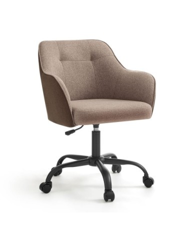 Chaise de bureau ergonomique tissu coton-lin marron